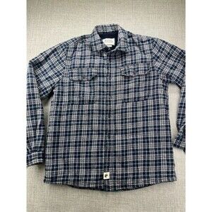 Boston Traders Flannel Shirt Jacket Medium Sherpa Fleece Lined Jacket Blue Plaid